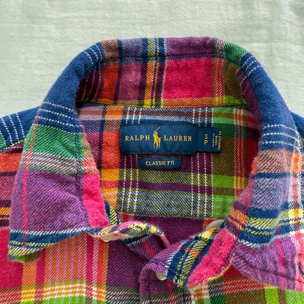 Vintage Ralph Lauren Multicolored Plaid Flannel Button Down Top - Picture 5 of 8
